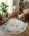 Parisian Elegance Collection Area Rug - Versailles (Gray) Oval Gray  lifestyle 75