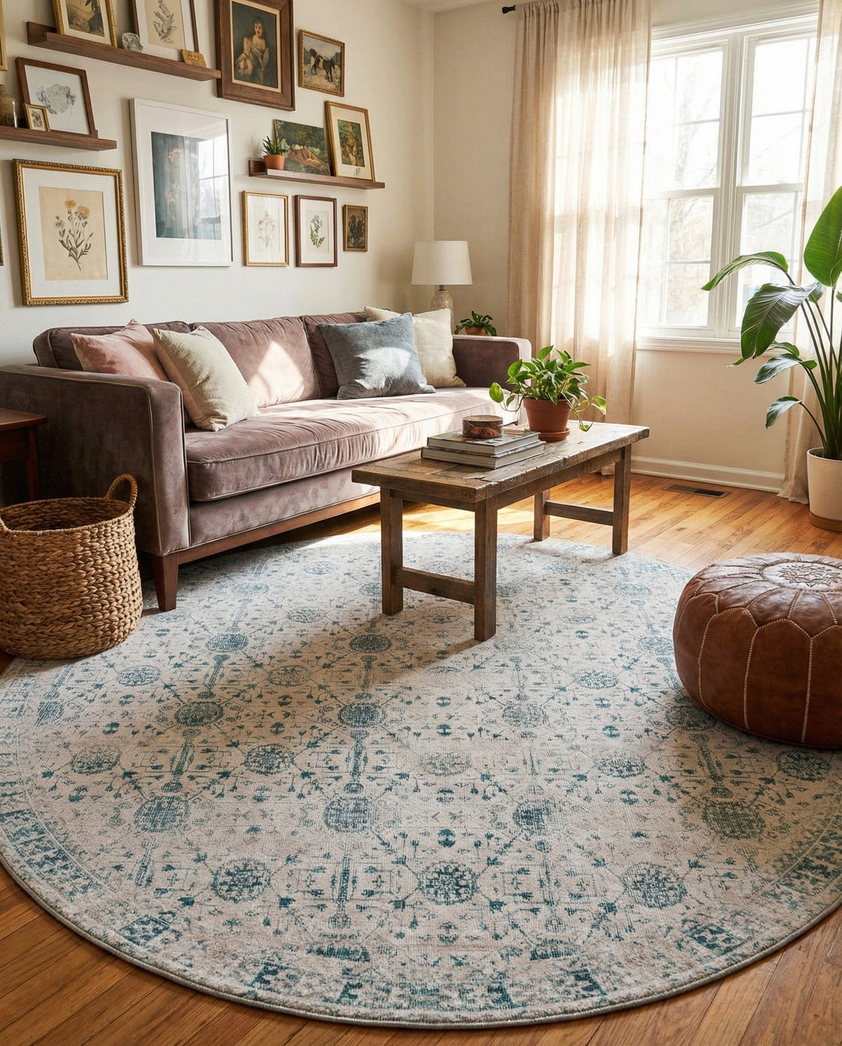 Heritage Elegance Collection Area Rug -  Chatsworth Round Ivory  lifestyle 119