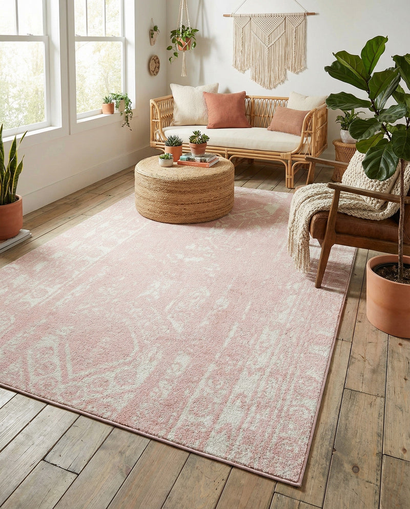 Brighton Stripes Collection Area Rug - Sussex (Pink) Rectangle Pink  lifestyle 16