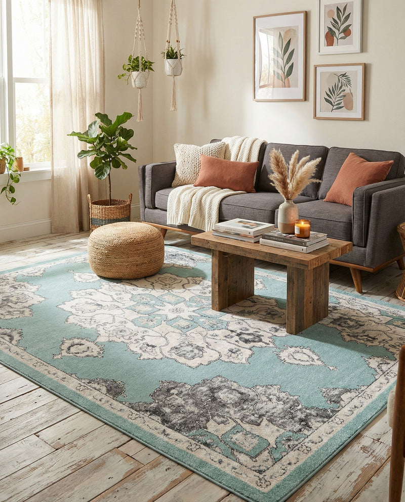 Beverly Grove Collection Area Rug - Melrose (Aqua) Rectangle Aqua  lifestyle 19