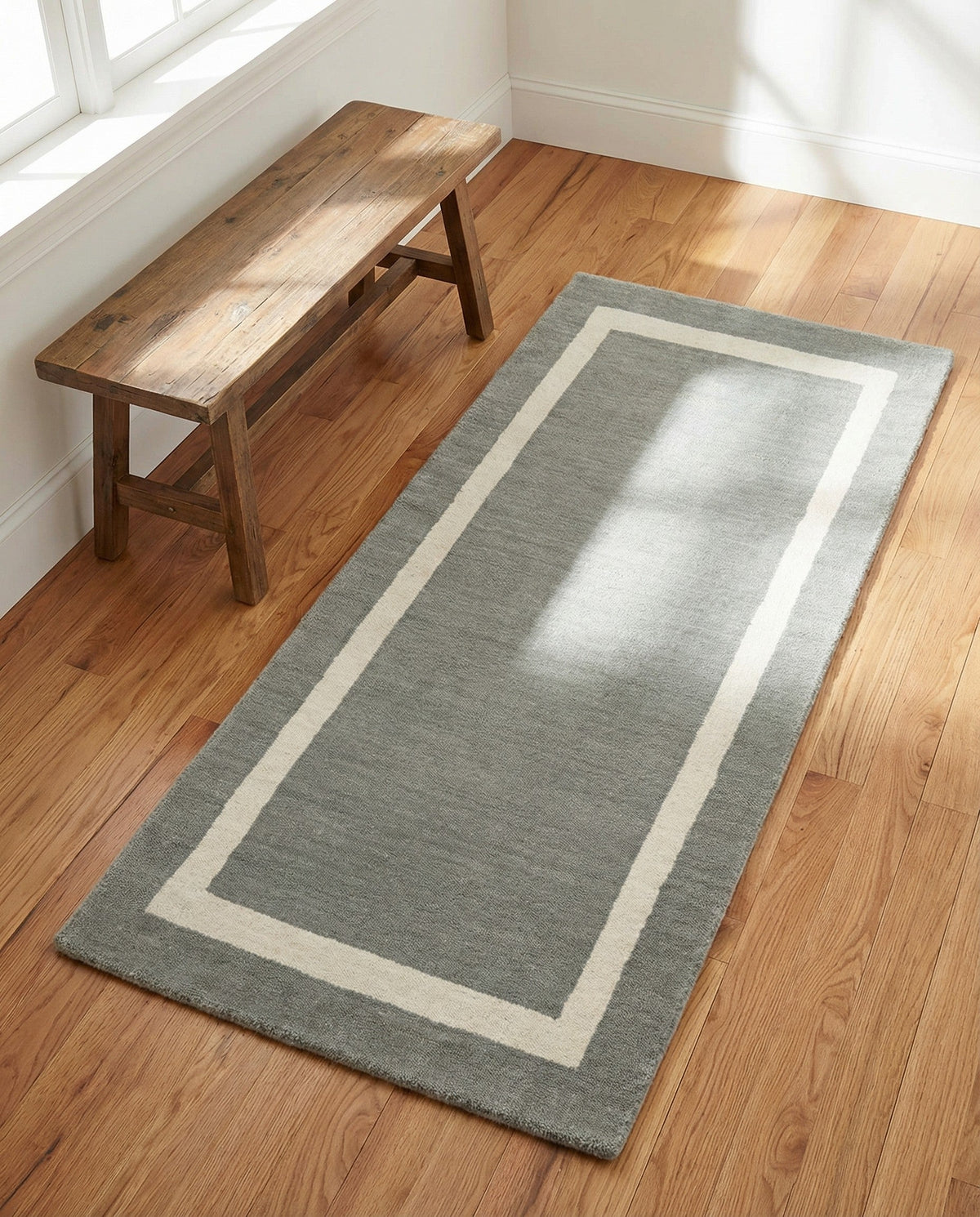 Savannah Borders Wool Collection Area Rug - Chatham Runner Earl Gray  lifestyle 158