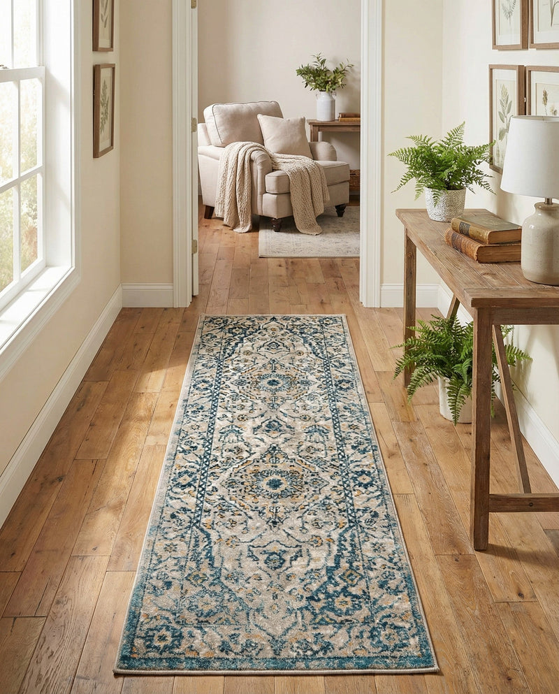Seville Stripes Collection Area Rug - Cadiz (Light Gray) Runner Light Gray  lifestyle 34