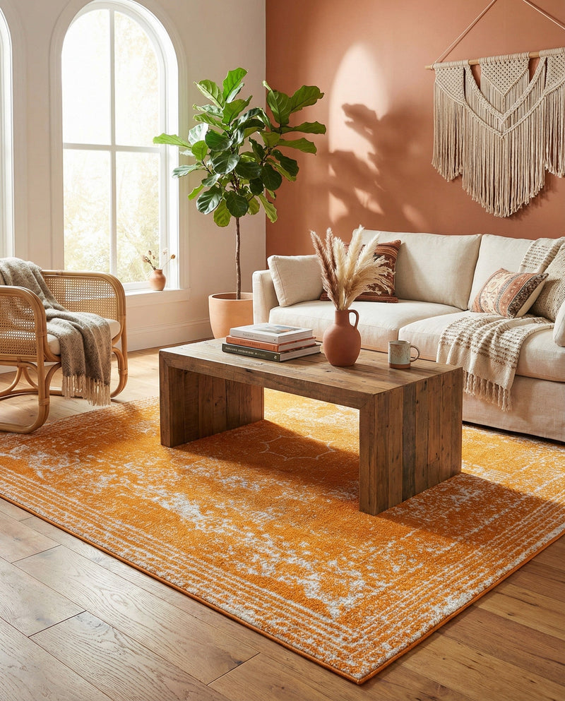 Dover Terrace Collection Area Rug -  Lagoon (Orange) Square Orange  lifestyle 32