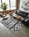 Cascade Range Collection Area Rug - Hood (Black and White) Rectangle Black and White  lifestyle 10