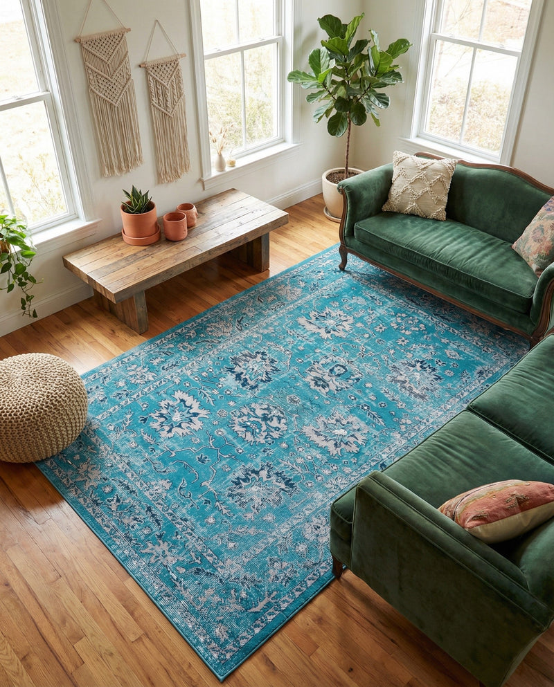 Geneva Terrace Collection Area Rug -  Lausanne Rectangle Blue  lifestyle 11
