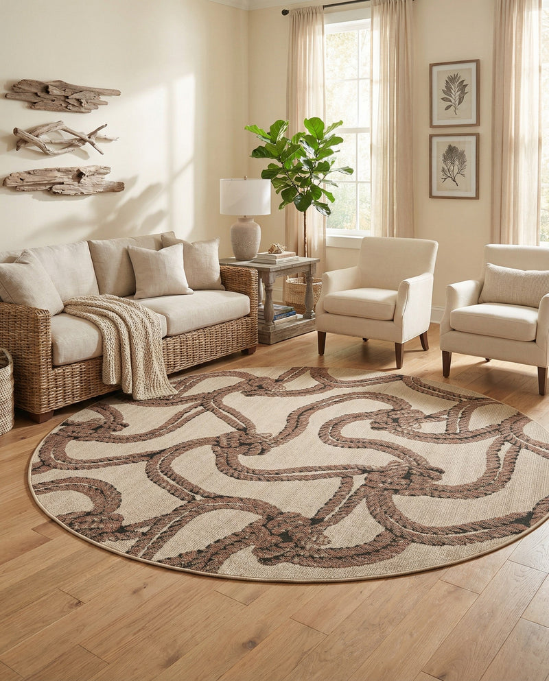 Seaside Haven Rugs Collection Area Rug -  Dunes Round Beige  lifestyle 59
