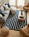 Aegean Labyrinth Collection Area Rug -  Mykonos Rectangle Navy Blue  lifestyle 39