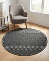 Garden Lattice Charm Collection Area Rug -  Pergola (Charcoal) Round Charcoal  lifestyle 56