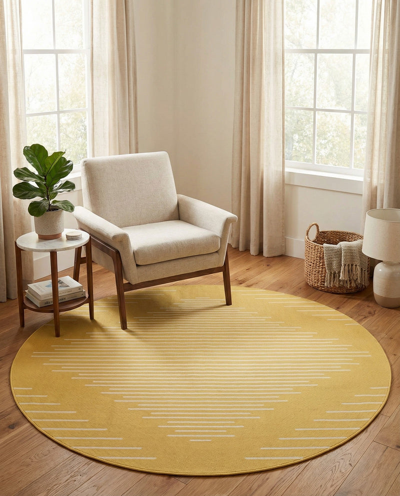Urban Terrace Collection Area Rug -  Chelsea (Yellow) Round Yellow  lifestyle 25