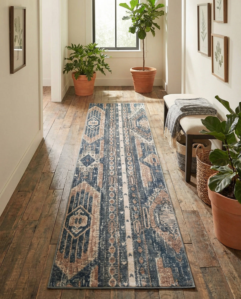 Cascade Range Collection Area Rug - Hood (Navy Blue) Runner Navy Blue  lifestyle 81