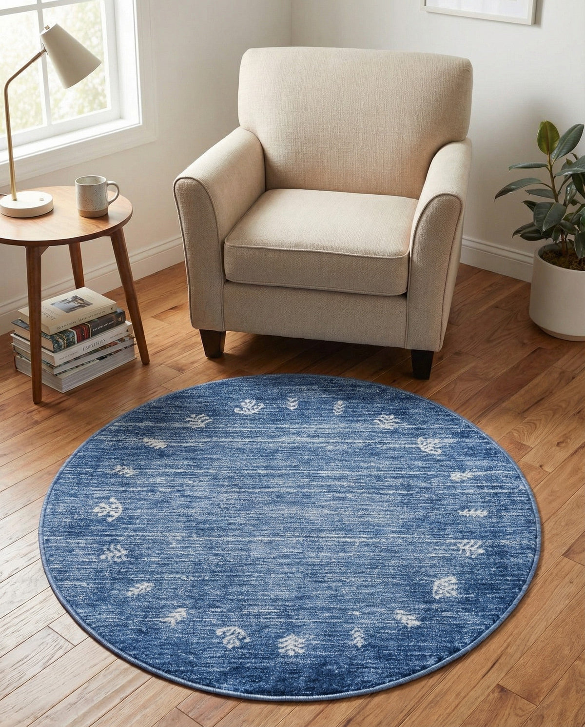 Zagros Shades Collection Area Rug -  Yasuj Round Navy Blue  lifestyle 94