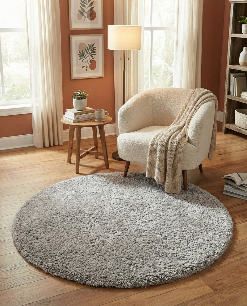 Majestic Manor Collection Area Rug - Versailles (Silver Screen) Round Silver Screen  lifestyle 62