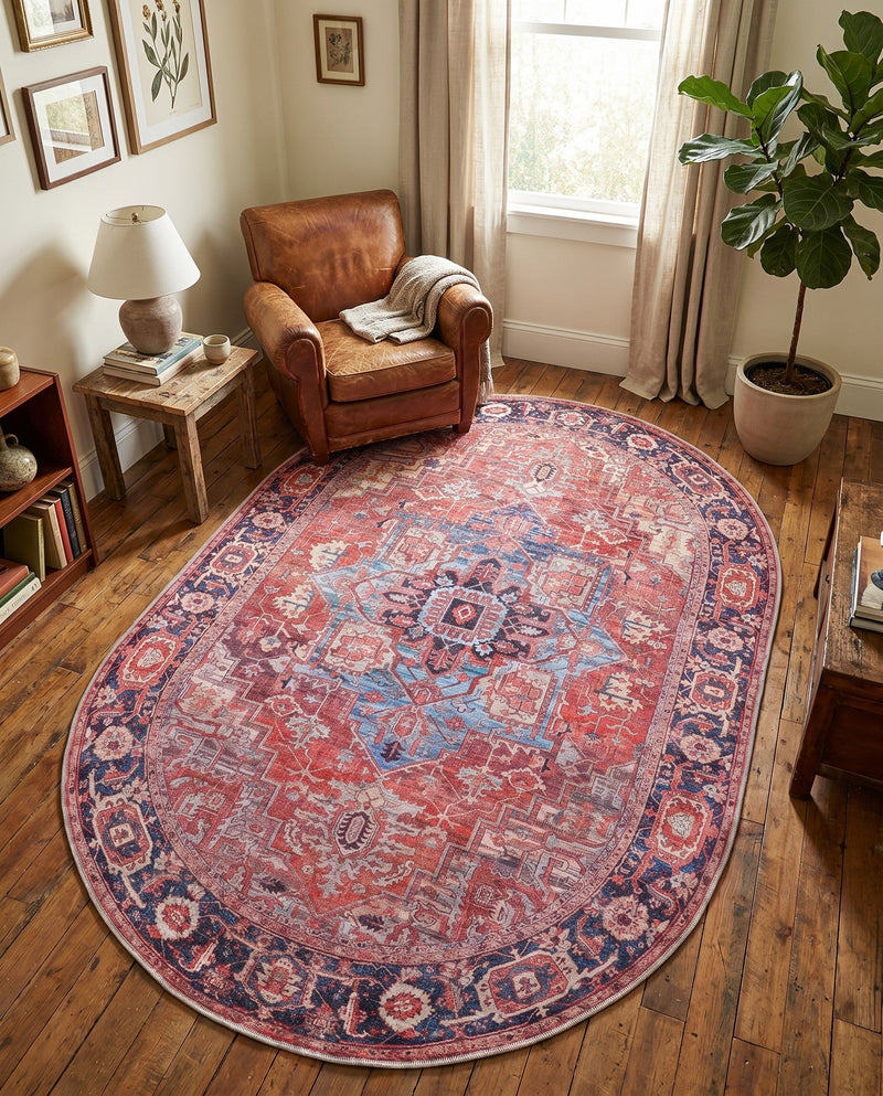 Zahara Oasis Collection Area Rug -  Essaouira Oval Rust Red  lifestyle 79