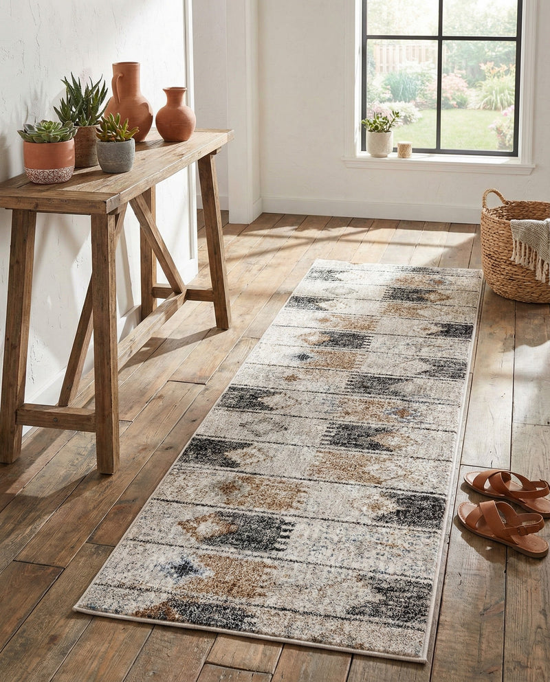 Desert Modern Eco Rug Series Collection Area Rug -  Taos Runner Ivory  lifestyle 51