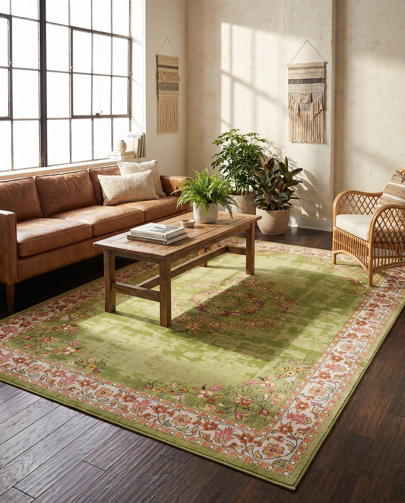 Geneva Terrace Collection Area Rug -  Yverdon Rectangle Green  lifestyle 17