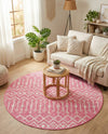Savannah Pergola Collection Area Rug -  Pergola (Fuschia) Round Fuschia  lifestyle 29
