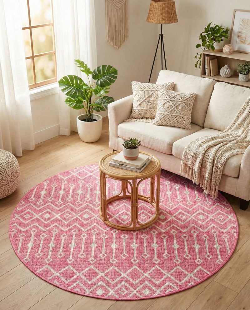 Savannah Pergola Collection Area Rug -  Pergola (Fuschia) Round Fuschia  lifestyle 29
