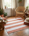Tassel Trail Collection Area Rug - Pathway (Coral and Ivory) Square Coral and Ivory  lifestyle 54