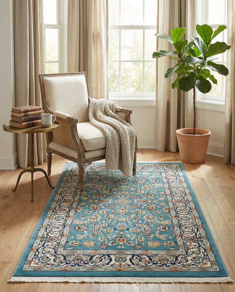 Persian Elegance Collection Area Rug -  Ardabil Rectangle Blue  lifestyle 37