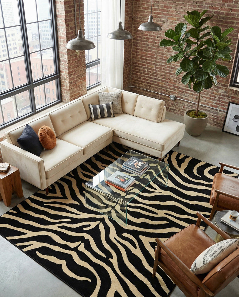 Savannah Sojourn Collection Area Rug -  Kilimanjaro Rectangle Black  lifestyle 24