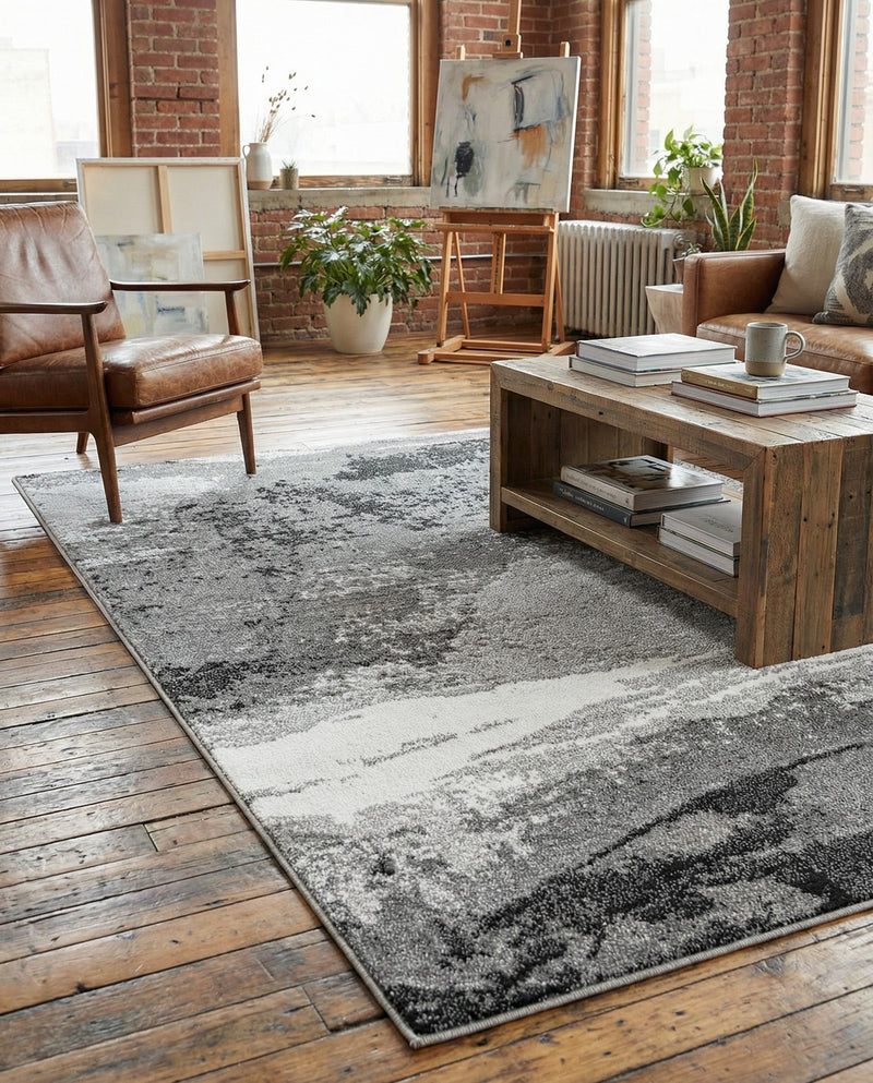 Copenhagen Edge Collection Area Rug - Nyhavn Rectangle Black  lifestyle 72