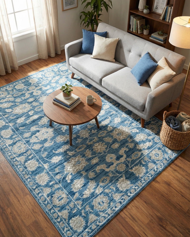 Charleston Elegance Collection Area Rug -  Seaport (Blue) Rectangle Blue  lifestyle 17