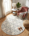 Hollywood Luxe Collection Area Rug -  Beverly (White Silver) Oval White Silver  lifestyle 61
