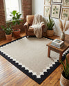 Caspian Wool Collection Area Rug - Baku Square Gray and Black  lifestyle 41