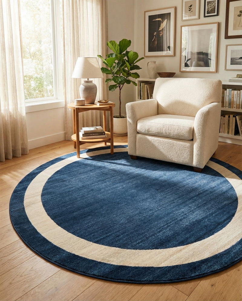 Studio Haven Collection Area Rug -  Alcove (Navy Blue) Round Navy Blue  lifestyle 55