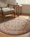 Seville Stripes Collection Area Rug - Cadiz (Brick Red) Round Brick Red  lifestyle 31