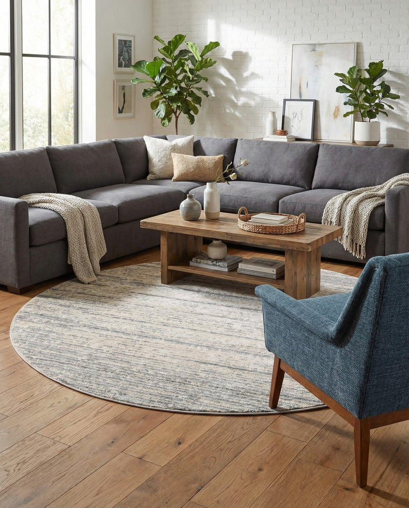 Serenity Sands Collection Area Rug -  Tranquilbay Round Cream  lifestyle 66