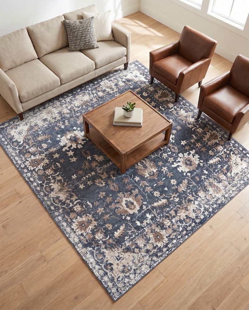 Cascade Range Collection Area Rug -  Shasta (Blue) Square Blue  lifestyle 78