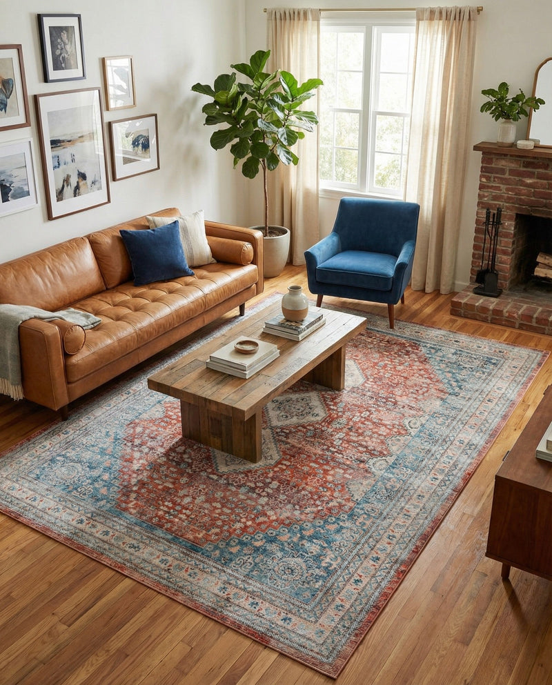 Coastal Haven Collection Area Rug -  Harborview Rectangle Red  lifestyle 32
