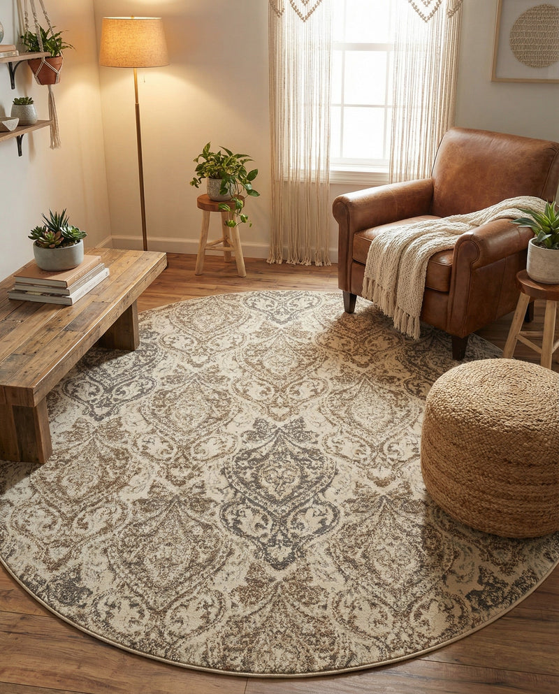 Gobi Sands Collection Area Rug -  Hami Round Beige  lifestyle 30