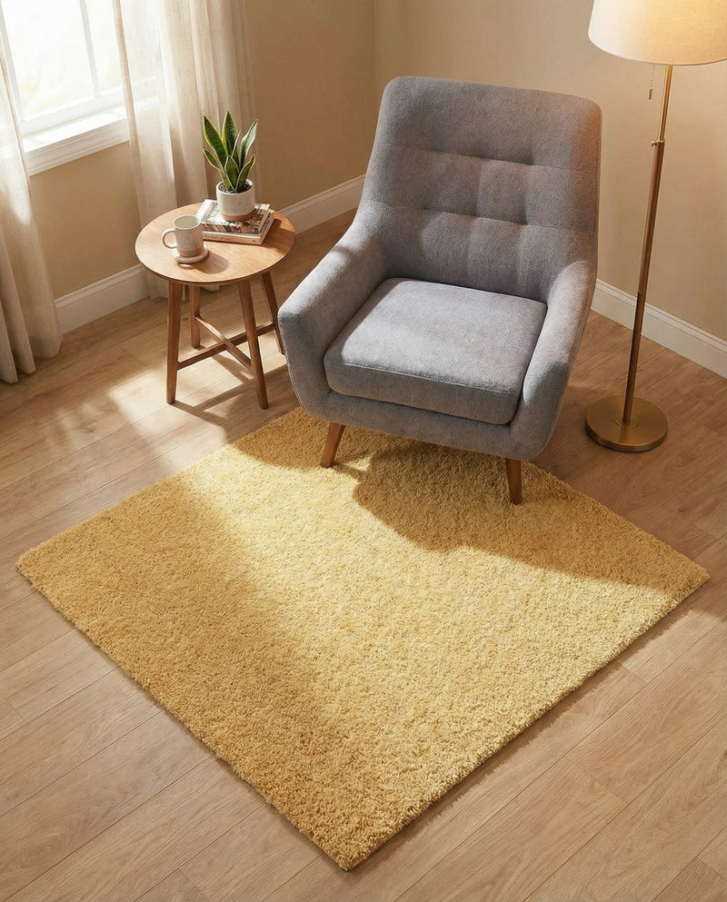 Alpine Plush Collection Area Rug -  Cortina (Sun Yellow) Square Sun Yellow  lifestyle 80