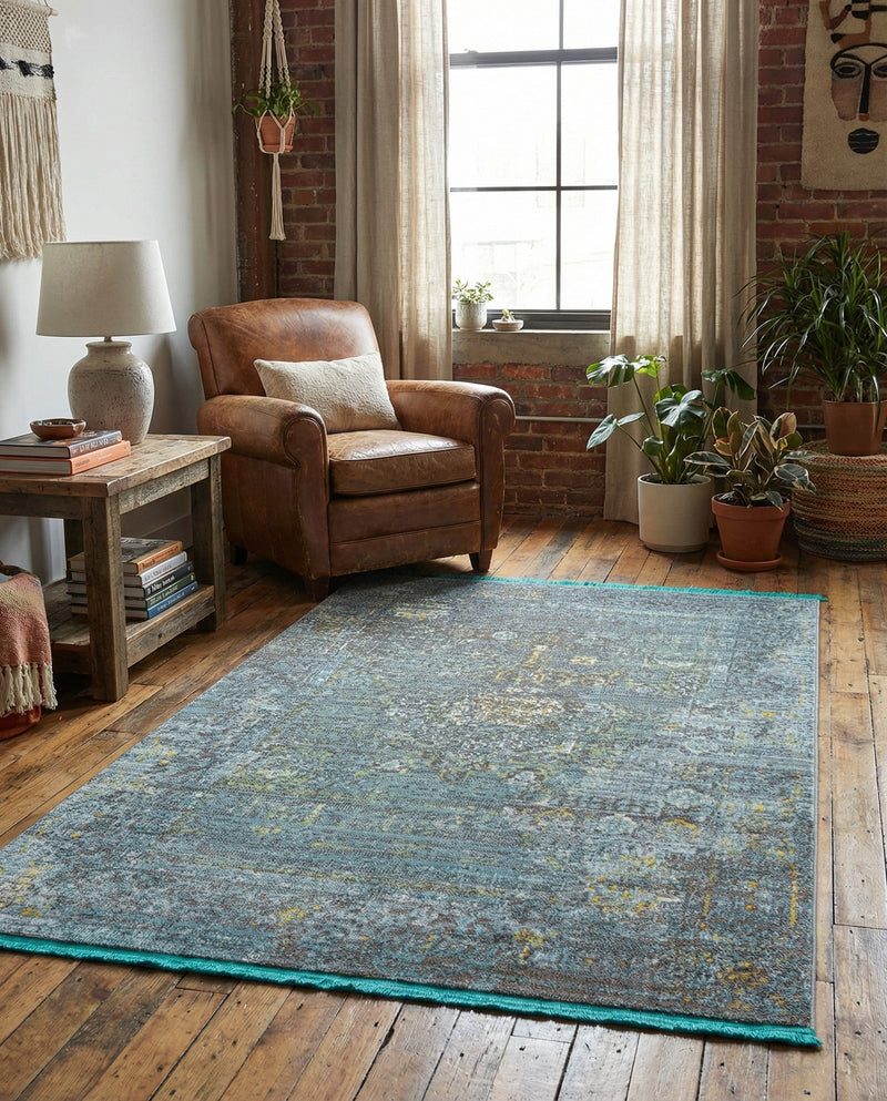 Caribbean Breeze Collection Area Rug -  Martinique Rectangle Turquoise  lifestyle 21
