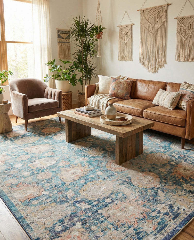 Seville Stripes Collection Area Rug -  Cordoba (Blue) Rectangle Blue  lifestyle 9