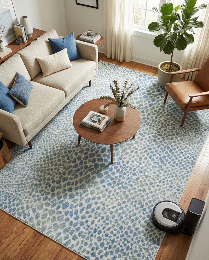 Aegean Elegance Washables Collection Area Rug -  Mykonos Rectangle Ivory Blue  lifestyle 38