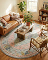 Savannah Series Collection Area Rug -  Augusta (Pink) Oval Pink  lifestyle 59