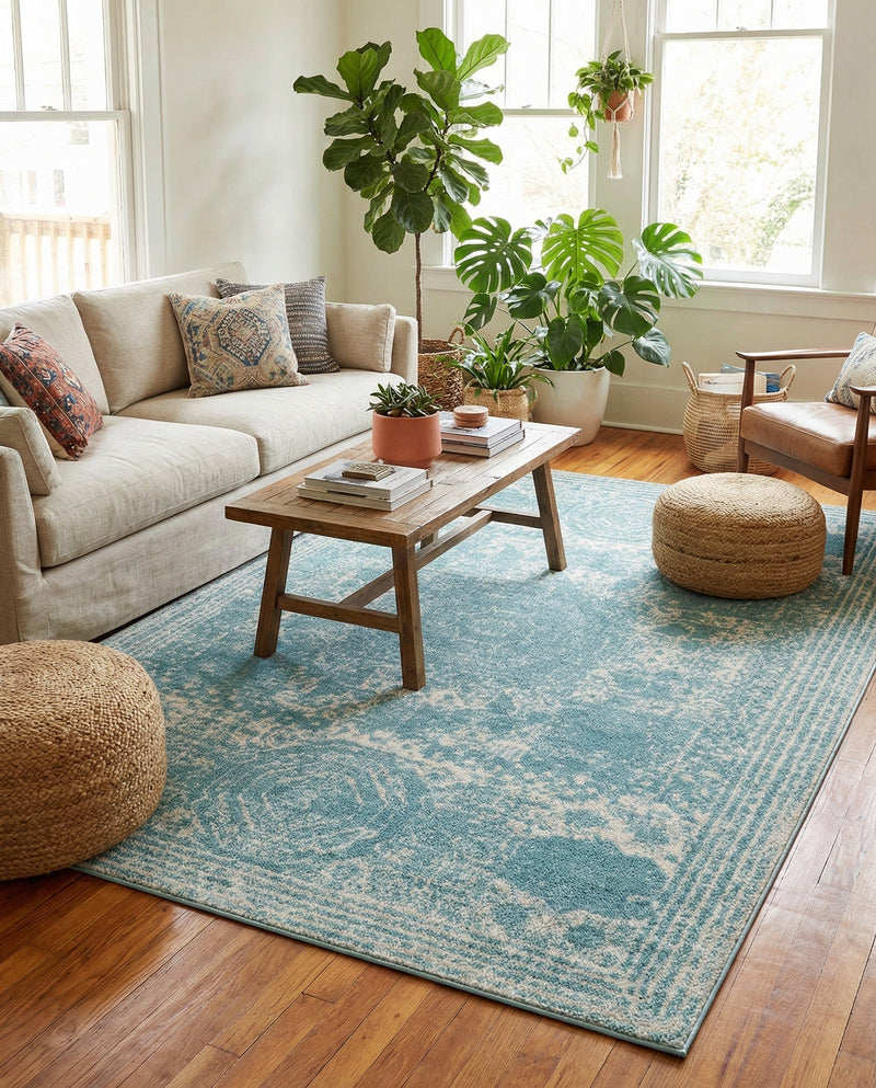 Dover Terrace Collection Area Rug -  Lagoon (Aqua) Rectangle Aqua  lifestyle 9