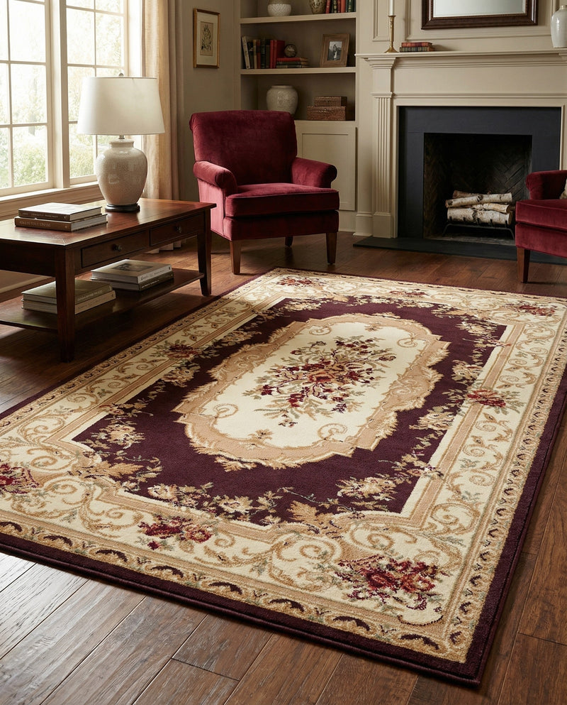 Versailles Elegance Collection Area Rug -  Louveciennes (Brown) Rectangle Brown  lifestyle 29