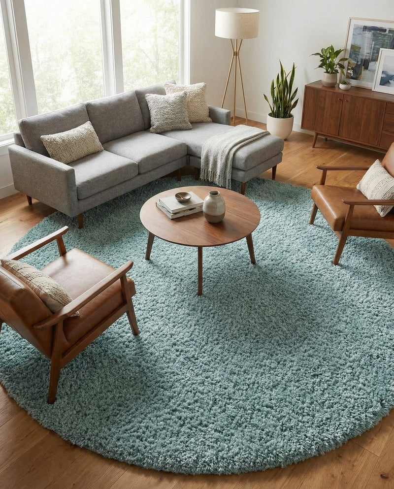 Alpine Plush Collection Area Rug -  Cortina (Aqua) Round Aqua  lifestyle 77