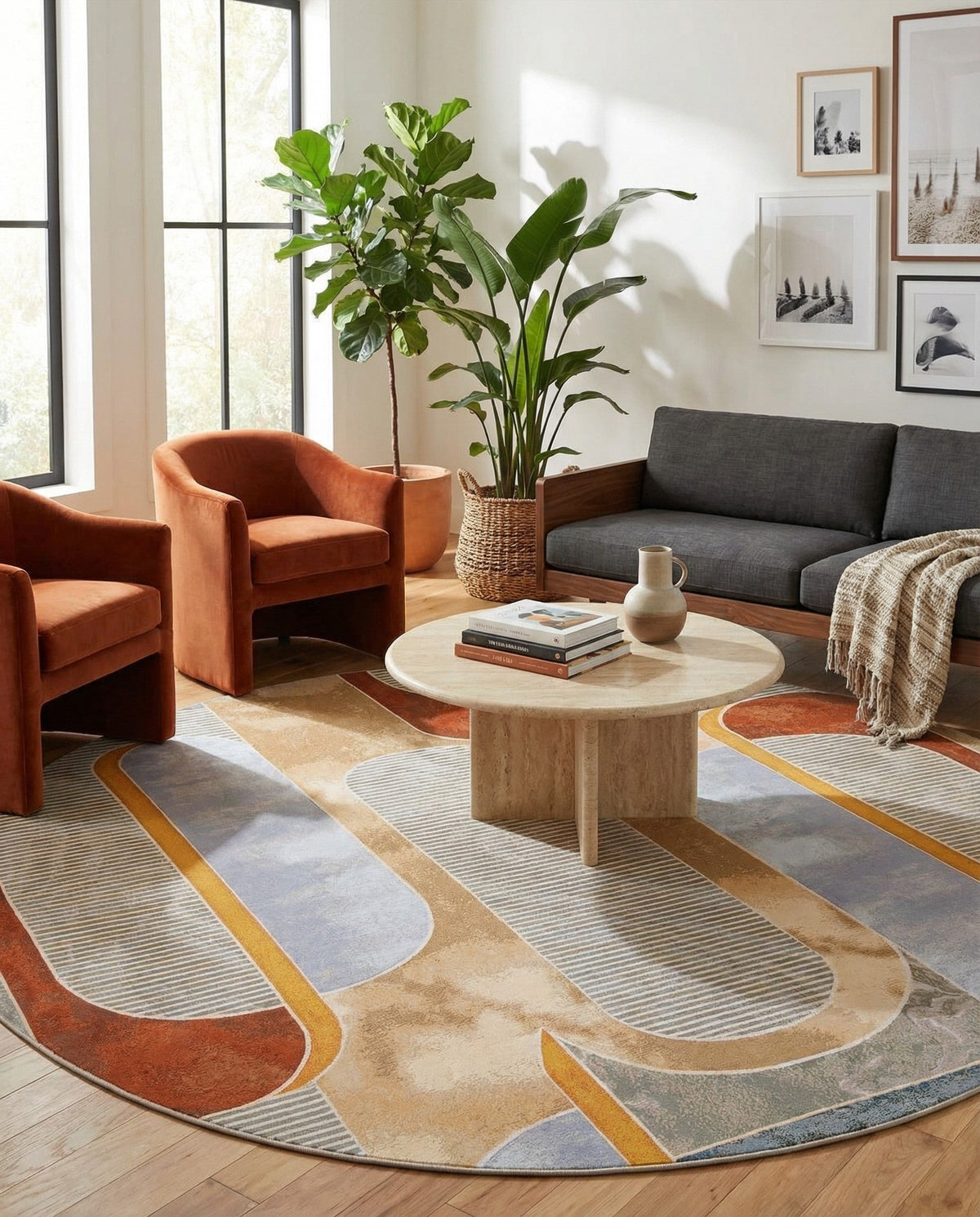 Urban Terrace Collection Area Rug -  Deck Round Multi  lifestyle 35