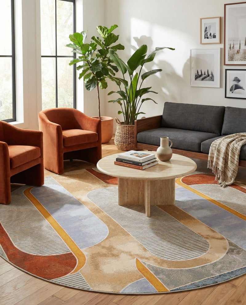 Urban Terrace Collection Area Rug -  Deck Round Multi  lifestyle 35
