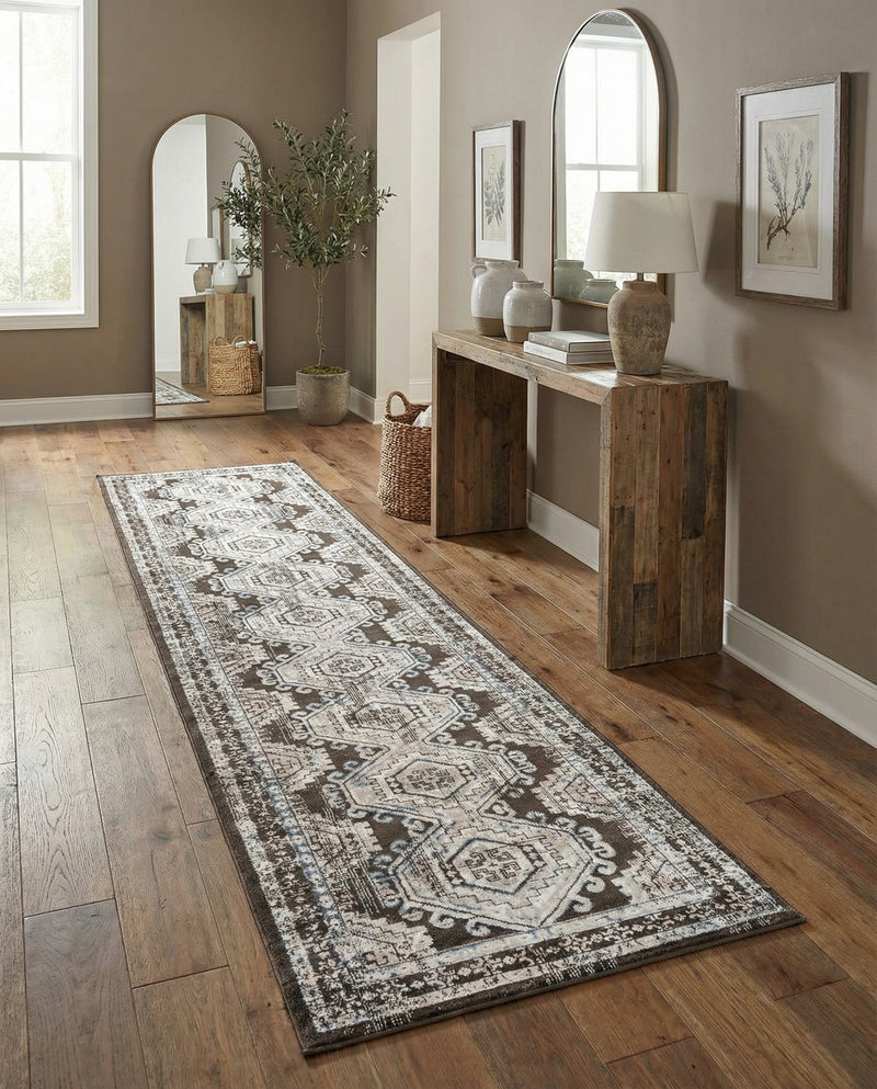 Savannah Elegance Collection Area Rug -  Tybee (Gray) Runner Gray  lifestyle 38