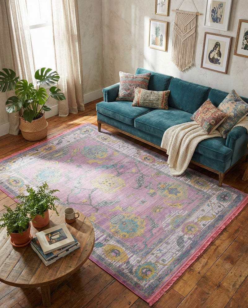 Arcadia Rugs Collection Area Rug - Eden (Pink) Rectangle Pink  lifestyle 13