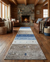 Zagros Shades Collection Area Rug -  Sisakht Runner Blue Gray  lifestyle 49