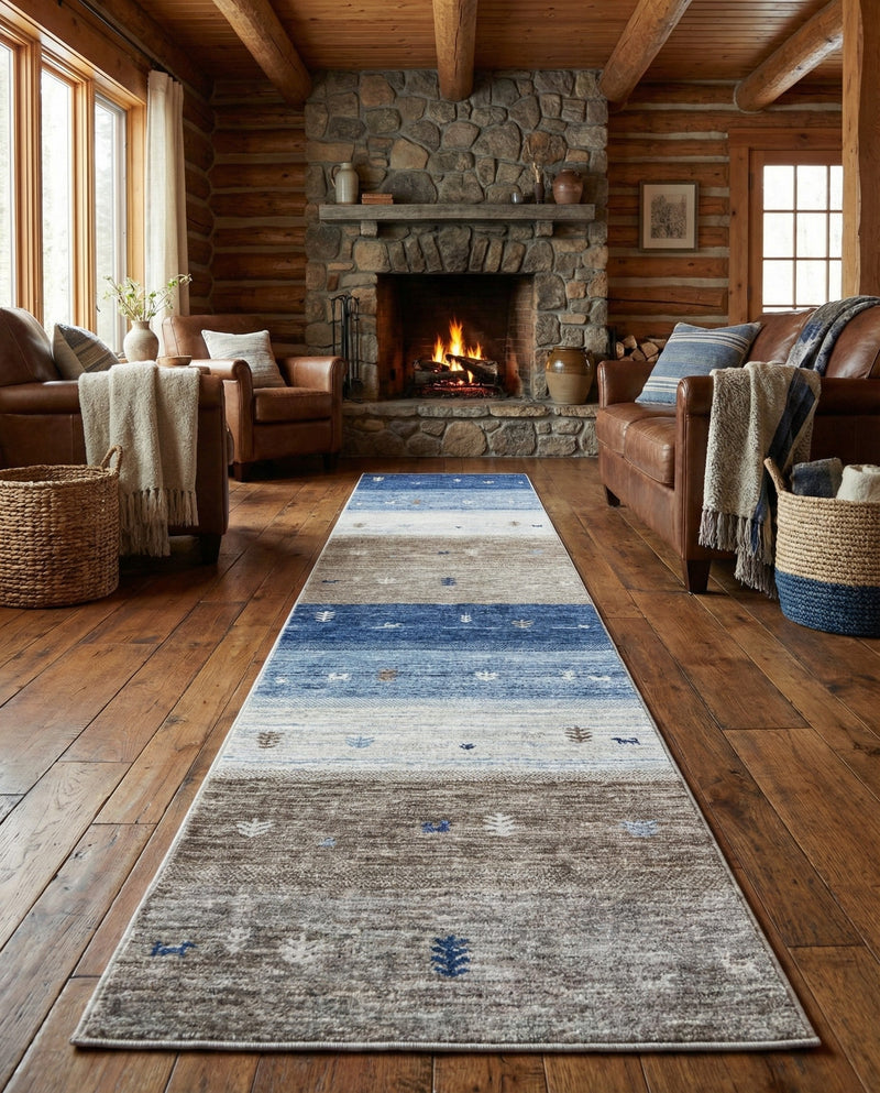 Zagros Shades Collection Area Rug -  Sisakht Runner Blue Gray  lifestyle 49