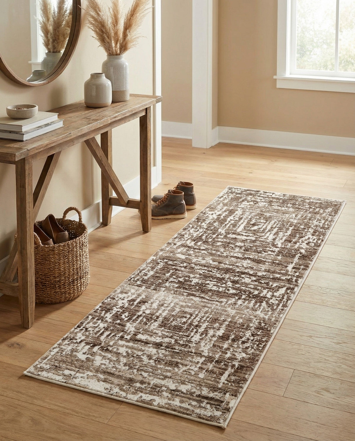 Sanctuary Retreat Collection Area Rug -  Asylum Runner Chocolate Brown  lifestyle 92