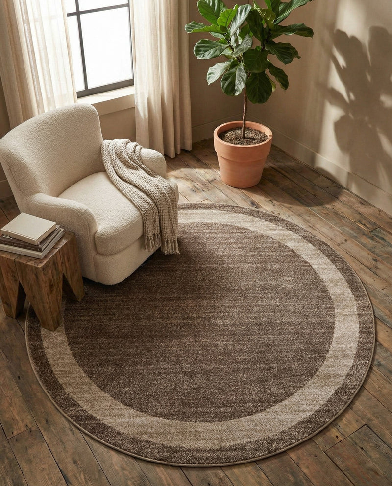 Studio Haven Collection Area Rug -  Alcove (Light Brown) Round Light Brown  lifestyle 50